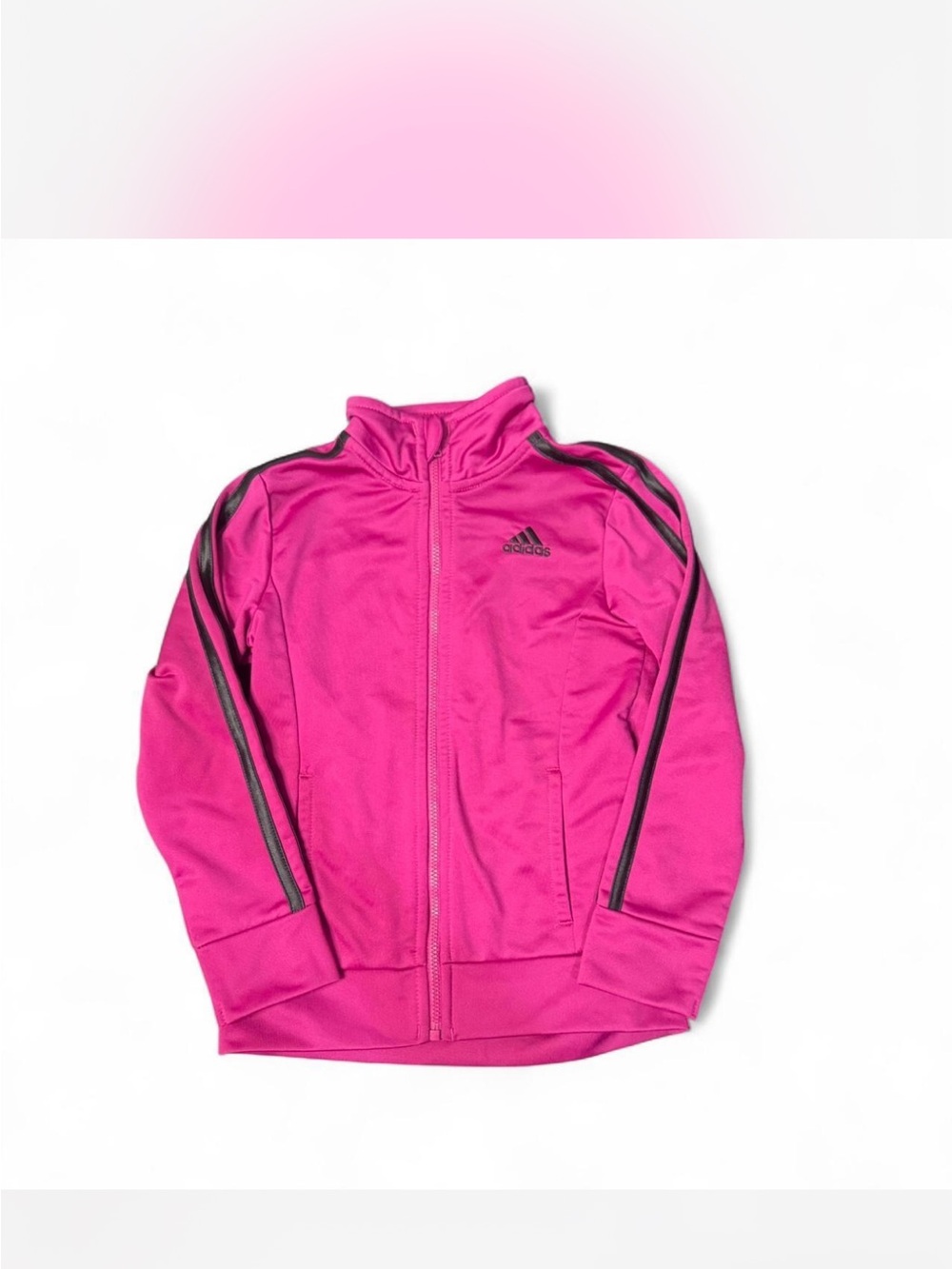 adidas Hot Pink Zip-Up Jacket with Black Stripes